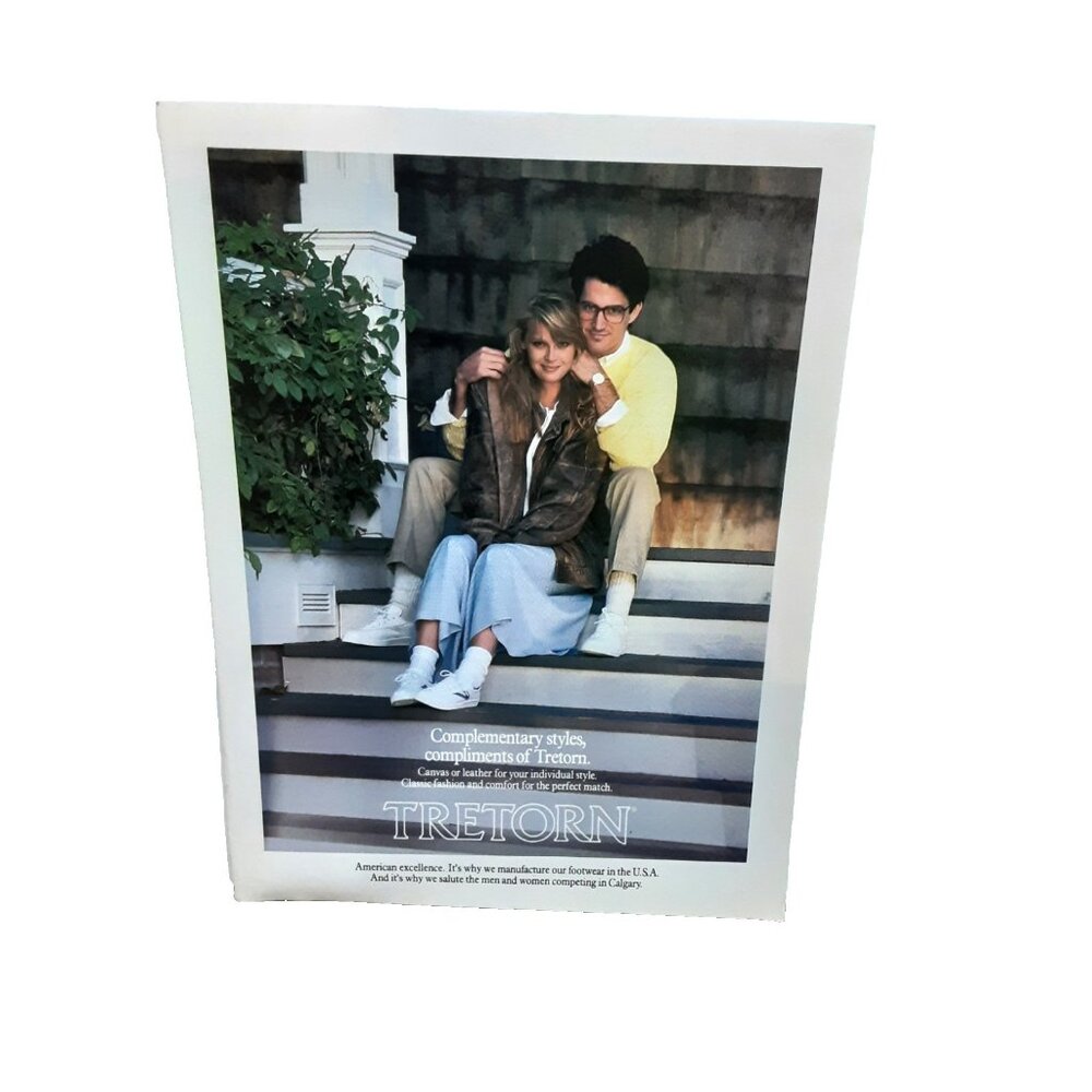 1988 Tretorn Shoes Ad Vintage Print Couple Porch Style Canvas Leather USA Made